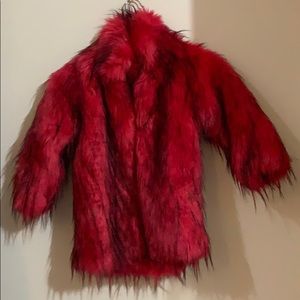 NEW!!!Girls red fur coat